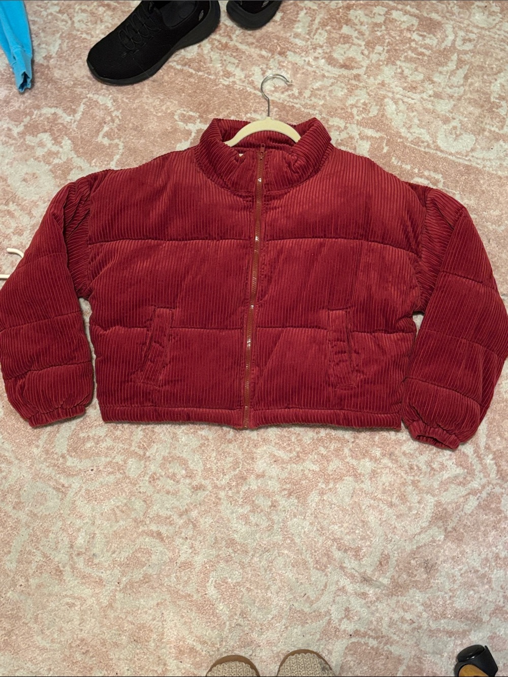 PacSun Women’s Corduroy Puffer Jacket - Burgundy